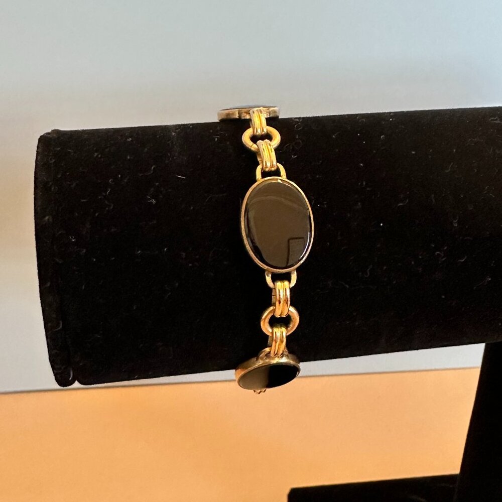 VINTAGE GOLD AND BLACK BRACELET 9K PLATED